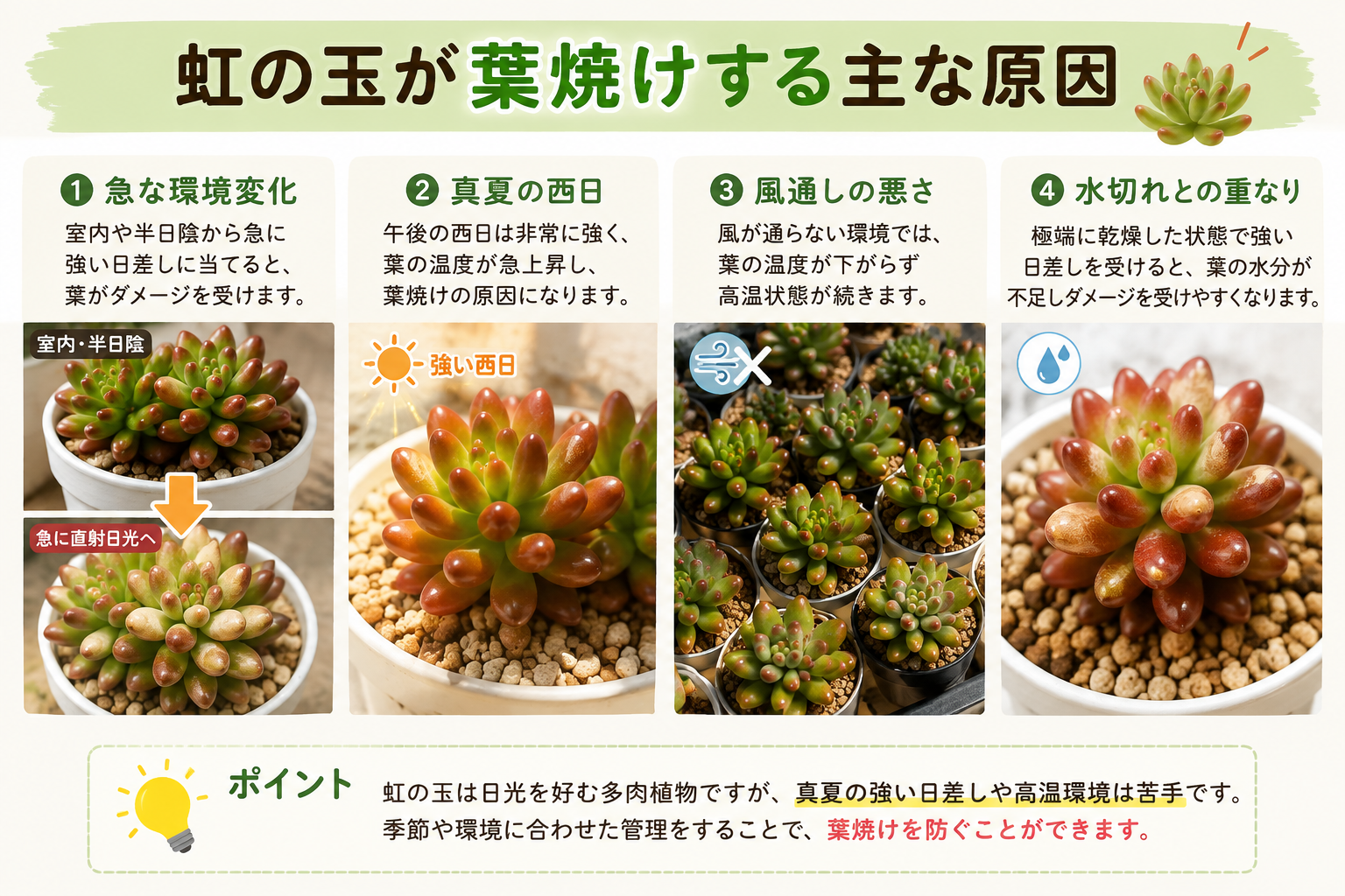 虹の玉 葉焼け