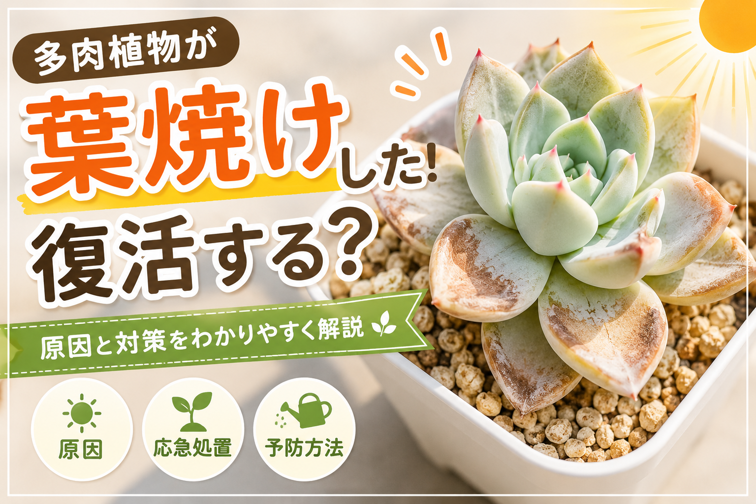 多肉植物　葉焼け